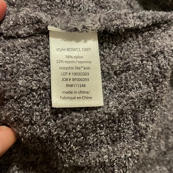 Barefoot Dreams Cozy Chic Lite Cable Shrug Pacific Blue Ribbed Cardigan-L/XL - Picture 9 of 10